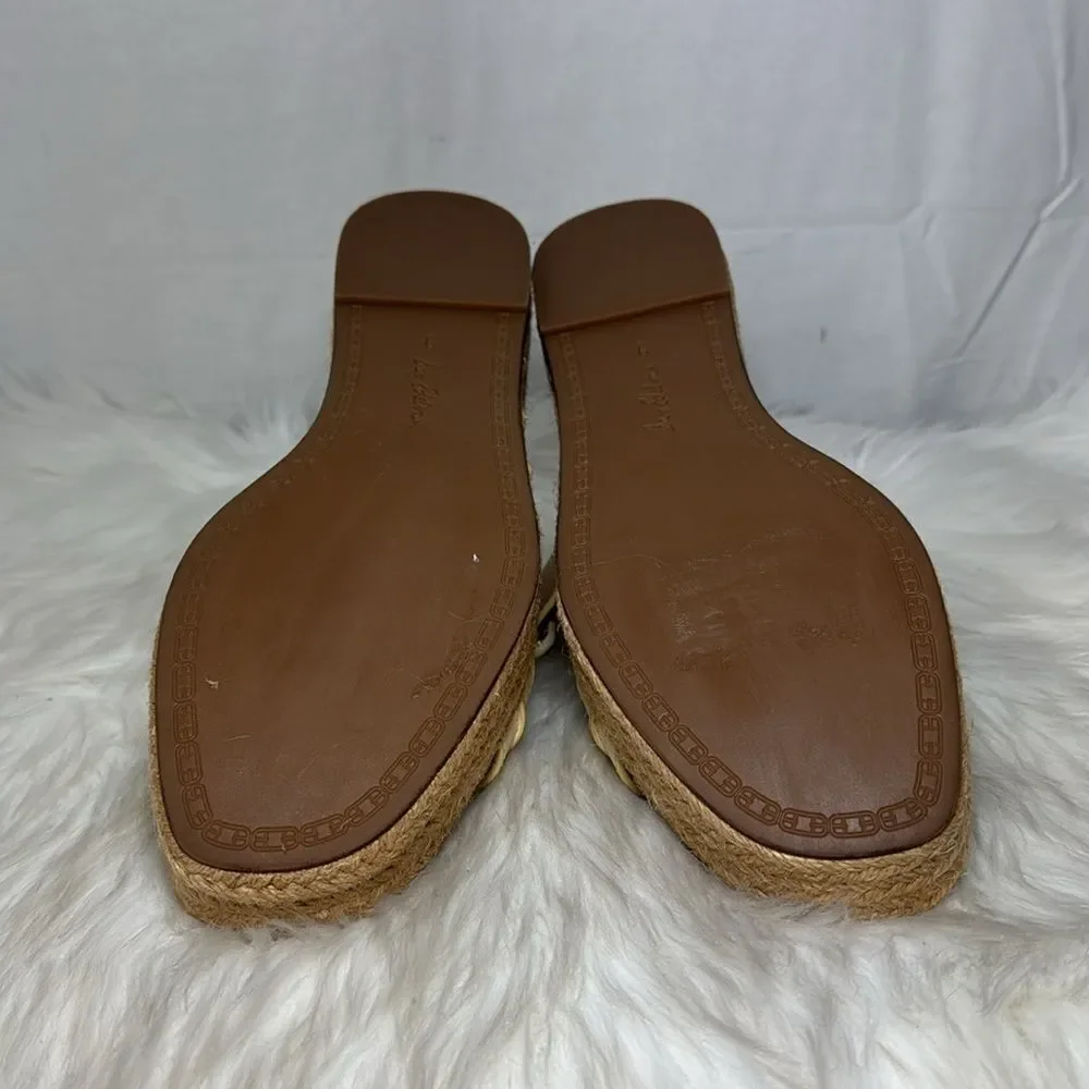 Sam Edelman Carson Women's Cream Leather Espadrille Platform Buckle Sandals Sz 9